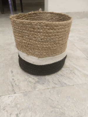 Natural jute black and white cotton dori planter(#1975)-gallery-0