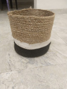 Natural jute black and white cotton dori planter(#1975) - Getkraft.com