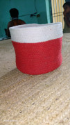 Natural jute and red cotton dori basket(#1978) - Getkraft.com