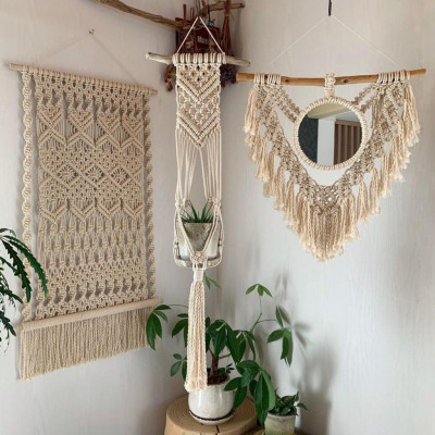 Christmas Special 2020 Macrame Wall Hanging-Macrame Headboard-Handmade Art-Woven Wall Hanging-Large Macrame Wall Hanging-Macrame curtain(#1991)-gallery-2
