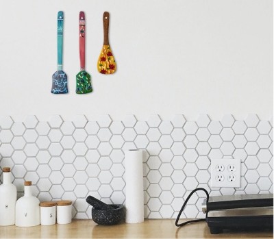 Vistosa Hand Painted Wooden spatula Wall Hangings -Set of 3(#2318)-gallery-1