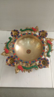 Lighting Brass Decorative Urli with Stone(#2357)-gallery-1