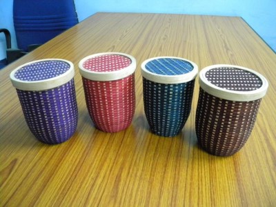 Bamboo Capsule Container set of four(#2381)-gallery-0