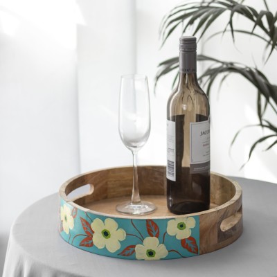 Arit Hand Painted Mango Wood Tray(#2649)-gallery-1