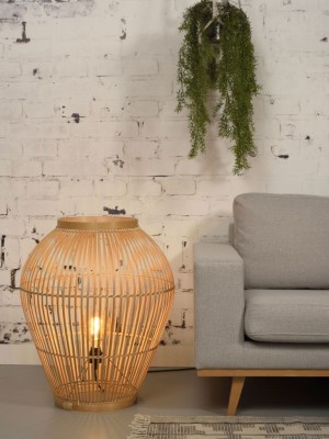 Oval shaped bamboo stand lamp(#2878)-gallery-1
