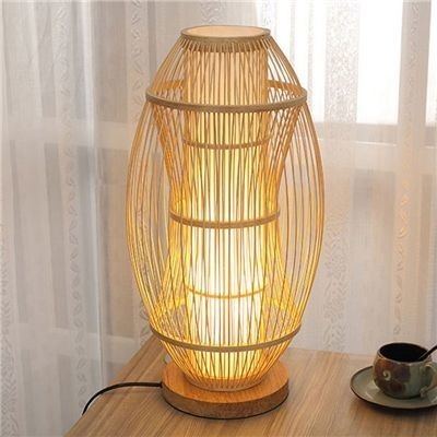 Elliptical shaped hanging bamboo lamp(#2881)-gallery-1