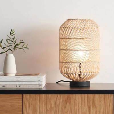 Modern cylindrical shaped rattan wicker table lampshade(#2990)-gallery-0