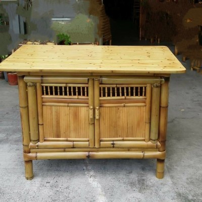 Modern bamboo serving table with drawer(#3042)-gallery-0