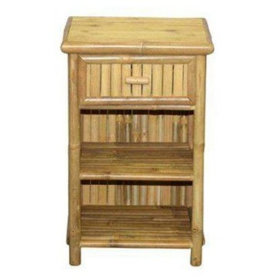 Modern natural bamboo corner table with one drawer(#3070)-gallery-0