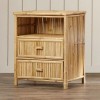 Natural bamboo corner table with two drawer(#3071) - Getkraft.com