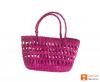 Natural Straw Handmade Purple Medium Sized Basket(#381)-thumb-0