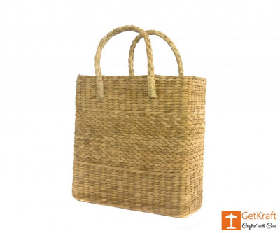 Natural Straw Handmade Shopping Tote Bag(#386)-gallery-2