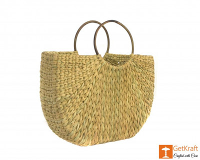Natural Straw Handmade U- Bag Large(#387)-gallery-1