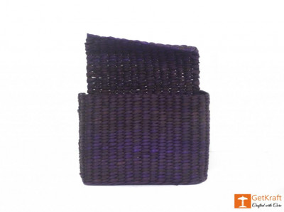 Natural Straw Handmade Blue Coloured Envelop bag(#394)-gallery-2