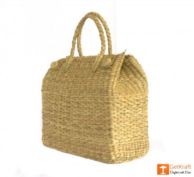 Natural Straw Grass Handmade Picnic Basket(#397)-gallery-3