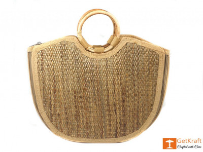 Natural Straw Handmade Large U-bag(#426)-gallery-1