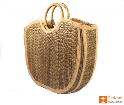 Natural Straw Handmade Large U-bag(#426)-gallery-2