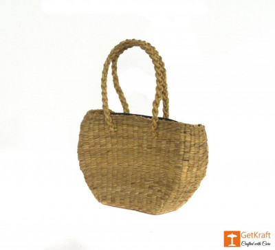 Natural Straw Medium-sized Oval Shape HandBag(#429)-gallery-2
