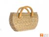 Natural Straw Oval Shaped Handbag with wooden handle(#436)-thumb-2
