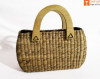 Natural Straw Oval Shaped Handbag with wooden handle(#436) - Getkraft.com