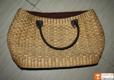 Natural Straw Handmade Oval shaped bag(#437)-gallery-1