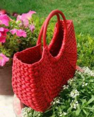 Natural Straw Handmade Red U bag(#511)-gallery-0