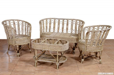 Cane Sofa Set Eco-friendly for Home Office Use(#560)-gallery-0