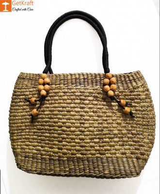 Medium-sized Handmade Straw Bag(#582)-gallery-0