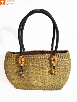 Medium-sized Handmade Straw Bag(#582)-gallery-1
