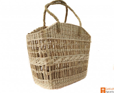 Natural Straw Handbag with simple and elegant design(#589)-gallery-1