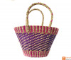 Natural Straw Medium Sized Tote Handbag with multicolored patterns(#590)-thumb-0