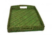 Ethnic Bamboo Serving Tray (Green) Length 40 cm(#600) - Getkraft.com