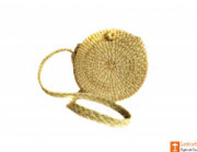 Natural Straw Round Handbag with medium sized handle(#605) - Getkraft.com