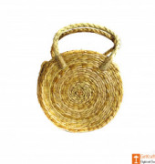 Natural Straw Round Handbag with small handle(#606) - Getkraft.com