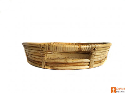 Round Handmade Cane Serving Tray(#609)-gallery-1