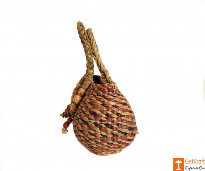 Straw Handmade Multi-coloured Bag(#614)-gallery-1
