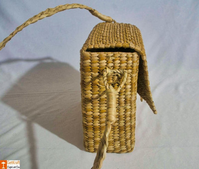 Natural Straw Handbag with Cover and Button Closure(#795)-gallery-2
