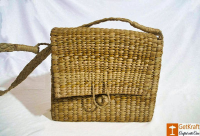 Natural Straw Handbag with Cover and Button Closure(#795)-gallery-0