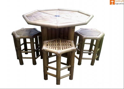 Bamboo Mini Tea Table Bar Table Set(4 Chairs)(#881)-gallery-0