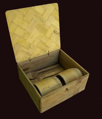 Bamboo Tea Set of 2 Mugs and 1 Spoon and 1 Fork(#902)-gallery-0