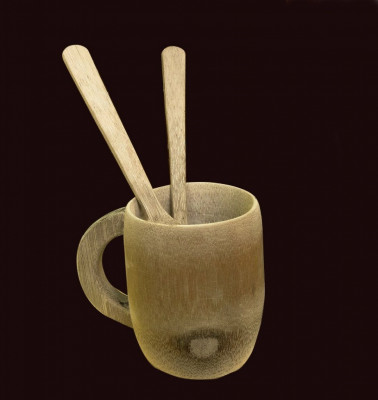 Bamboo Tea Set of 2 Mugs and 1 Spoon and 1 Fork(#902)-gallery-1