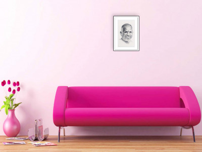 Pencil Sketch Single Person Poster without frame of Music Maestro Ilayaraja(#936)-gallery-1