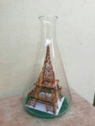 Handcrafted Mini Eiffel Tower Bamboo Structure in Conical Glass Beaker(#947) - Getkraft.com