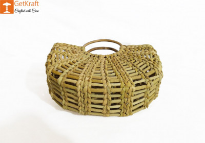 Natural Straw Mini Net Handmade U bag(#956)-gallery-1