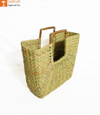 Natural Straw Mini Square Handbag with Square Handles(#957)-gallery-1
