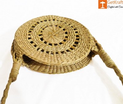 Natural Straw Round Stylish Sling Bag for Women(#962)-gallery-1