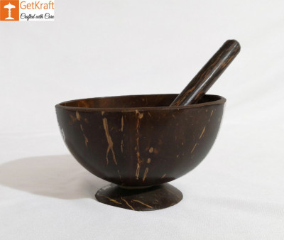Stylish Coconut Shell Handmade Bowl with Spoon(#966)-gallery-2