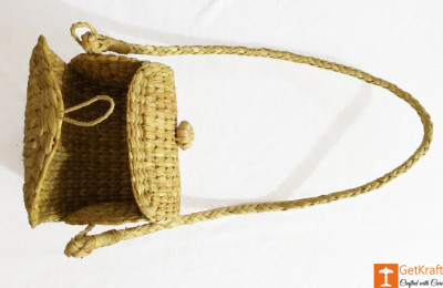 Handcrafted Natural Straw Sling Bag(#972)-gallery-2