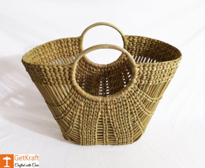 Natural Straw Oval Zally Handbag(#973)-gallery-1