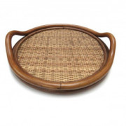 Cane Rattan Round Serving Kitchen Tray(#993) - Getkraft.com